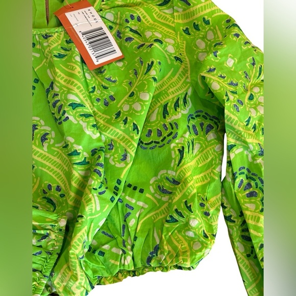 NWT RHODE Azure Top & Willow Skirt in Lime Diamond Stitch Puff Sleeve Paisley - Picture 9 of 15